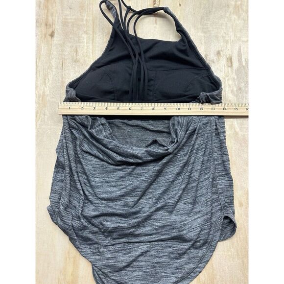 Lululemon Raise The Barre Open Back Strappy Tank Heathered Black Size 6 - Picture 5 of 6